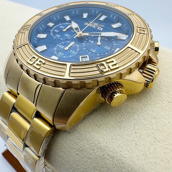 NEW Invicta Pro Diver Luxury Men's Quartz Diver Watch Blue Dial Chronograph Gold - Picture 8 of 9